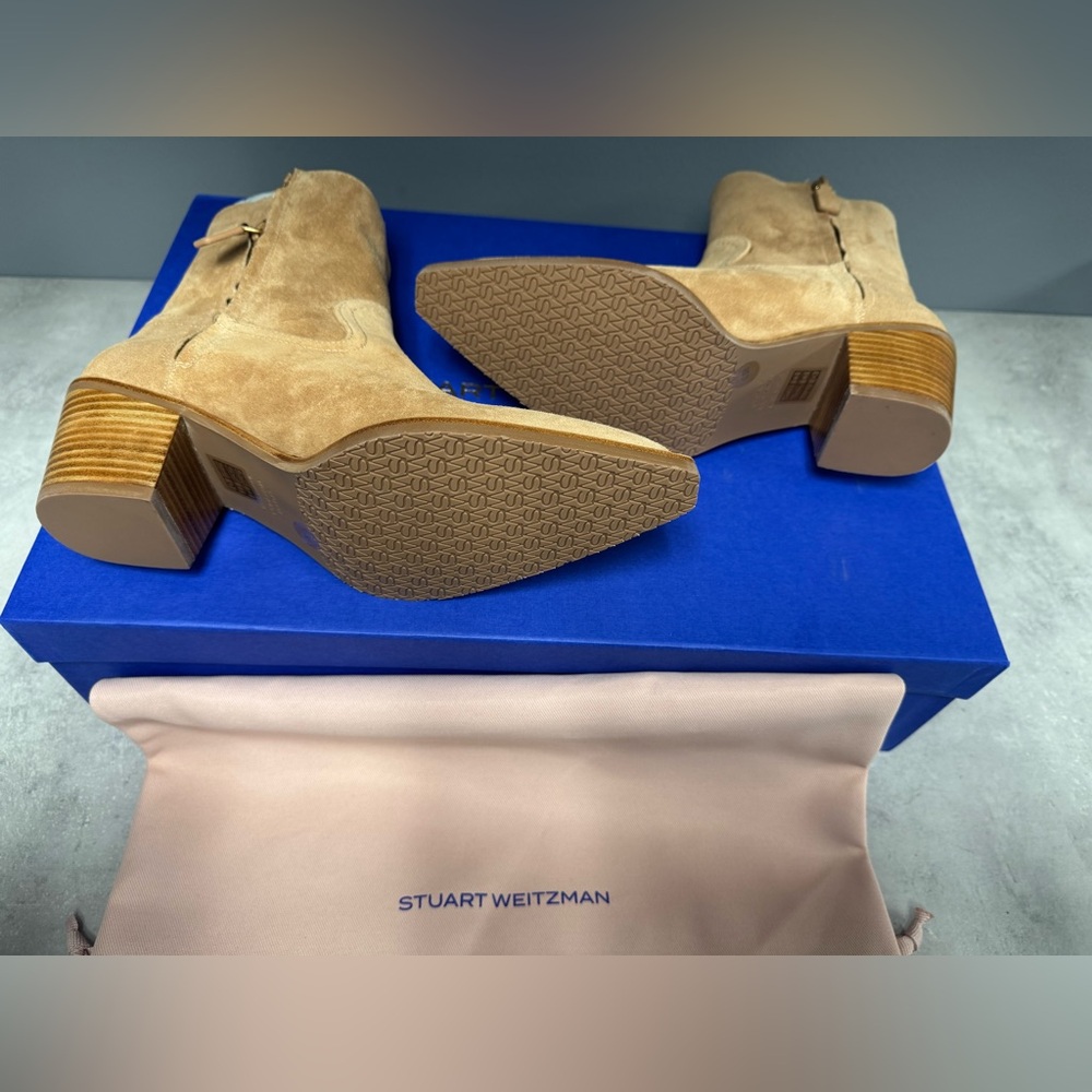 NIB- Stuart Weitzman Tate Tan Suede Ankle Booties - Picture 6 of 8